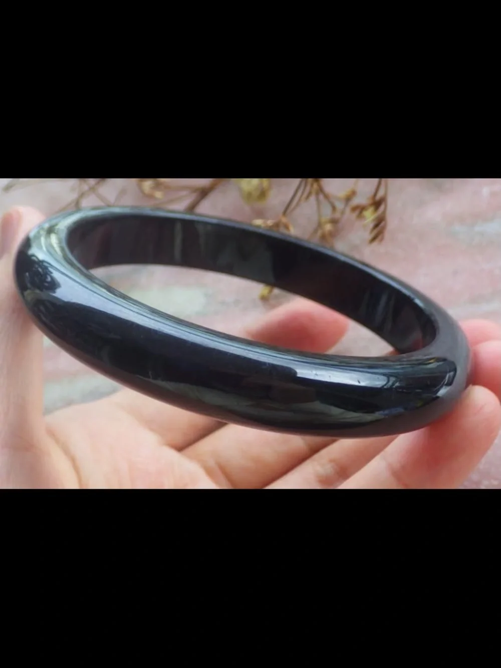 Elegant black bangle Certificate Jadeite luck Bangle Bracelet 67mm 8.25 inches